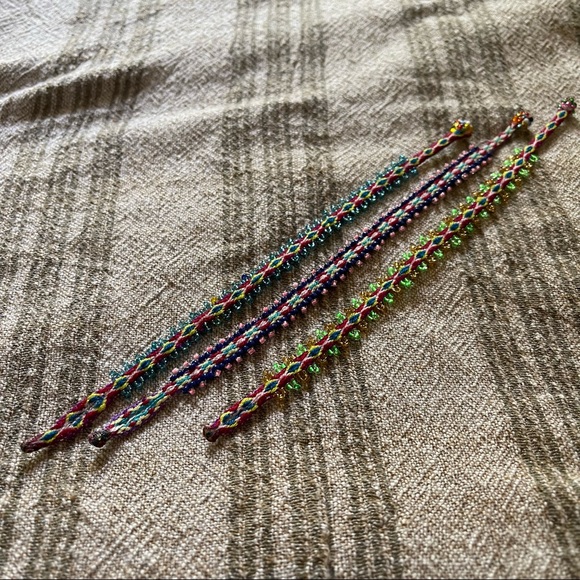 THREE Handwoven and Beaded Peruvian Festival Friendship Bohemian Bracelets - Picture 3 of 5